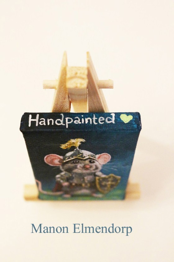 Image 1 of Unique Hand-Painted Little Knight Mouse Painting