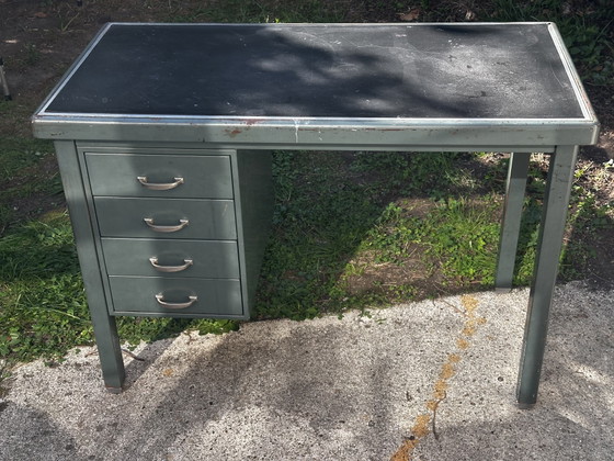 Scrivania compatta industriale vintage in metallo verde – Anni '50 – Scrivanie (photo 2 of 15)