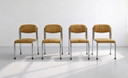 4 sillas retro / de metal tubular y pana