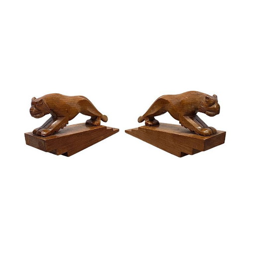 Sujetalibros de madera estilo Art Déco con tigres – decoratieve objecten, Wood (photo 2 of 5)