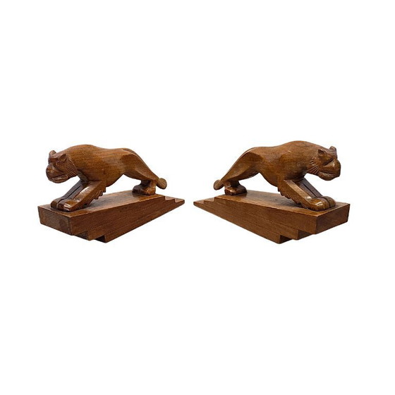 Sujetalibros de madera estilo Art Déco con tigres – Objetos decorativos, Wood (photo 2 of 5)