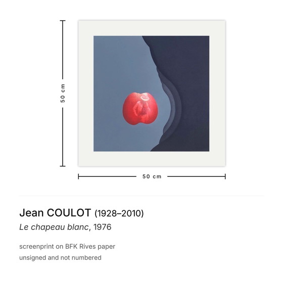 Jean COULOT Screenprint Le Chapeau Blanc 1976 – Lithographs & prints, Paper (photo 3 of 5)
