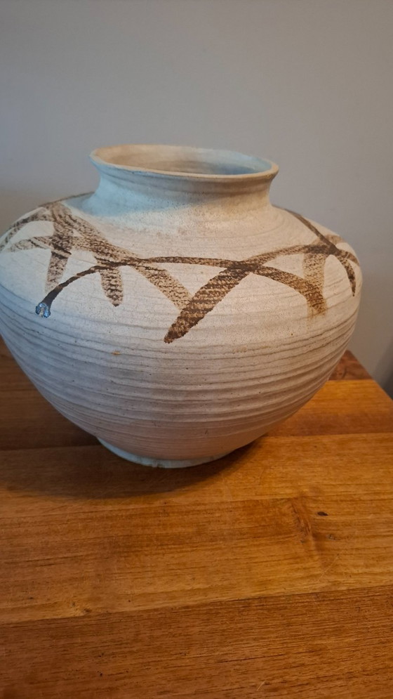 Grande vaso sferico fatto a mano di Buchtal, Vasi, Ceramica, Beige, Vintage (foto 2 di 5)