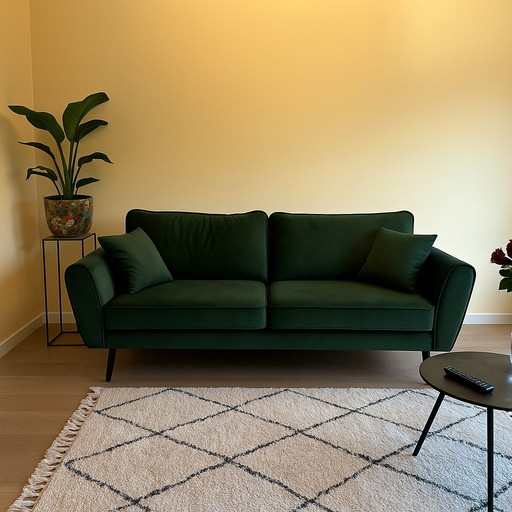 3-seater Sofa Velvet Green Nanduvi