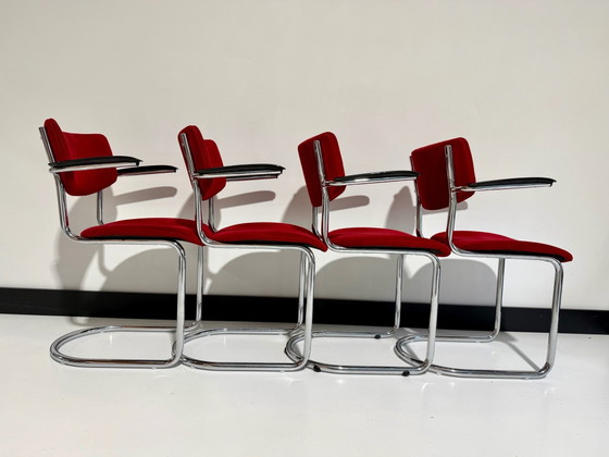 Lot de 4 Chaises Vintage à Structure Tubulaire Gebr. De Wit Modèle 3011 Gispen, gebroeders de Wit (photo 3 sur 5)