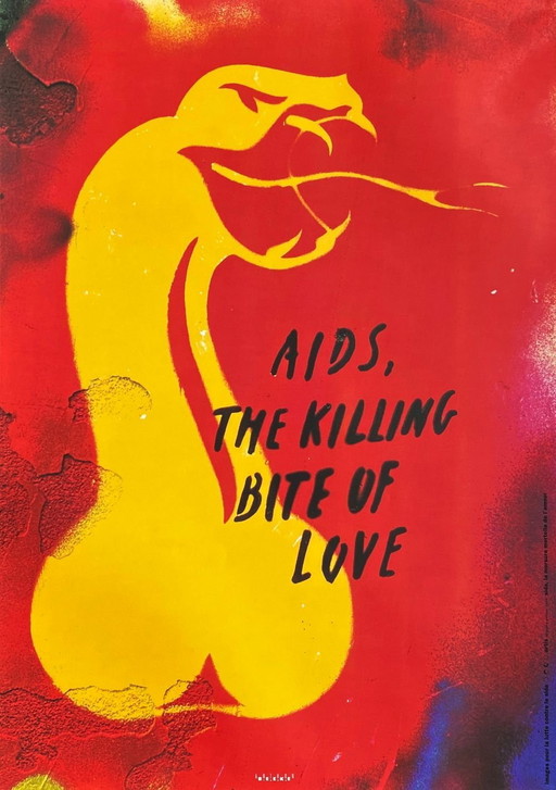 Anthon Beeke Aids, de dodelijke beet van de liefde (SIDA) originele poster 1993