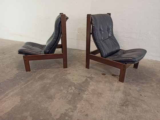 Image 1 of 2 sillones de cuero de mediados de siglo