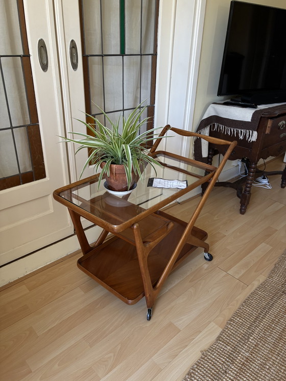 ‘50 Vintage Drankkarretje Van Perenhout – Ster Geldermalsen, Serveerwagens, Glass, Wood (photo 3 of 7)