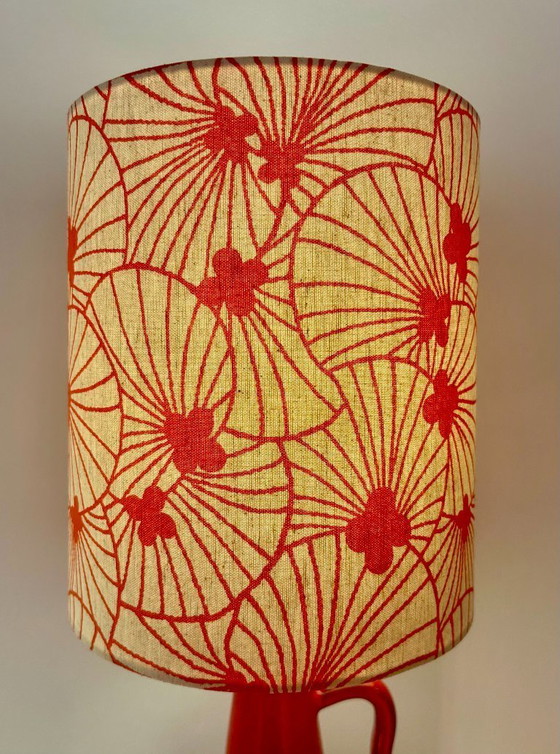 Image 1 of Außergewöhnliche Vasenlampe aus seltener Marei-Kaminvase – kabellose Akzentlampe mit japanischem Stoffschirm