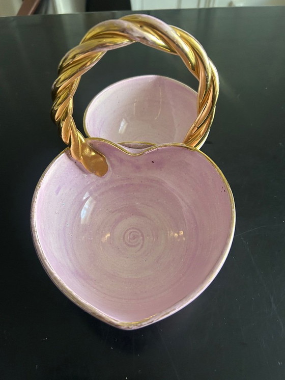 Image 1 of Bandeja para baratijas en forma de corazón de loza de Louviers