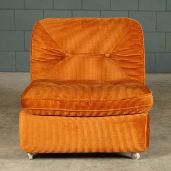 Image 1 of Gruppo di sedute modulari di metà secolo - velour arancione - anni '70