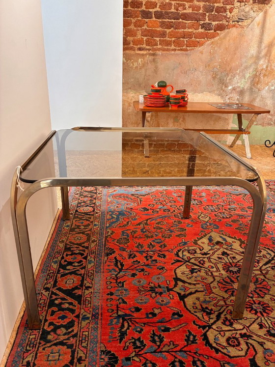 Salontafel of bijzettafel van rookglas en verchroomd metaal – Metal (photo 4 of 8)