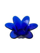 Juego de candelabros de cristal azul cobalto de mediados de siglo