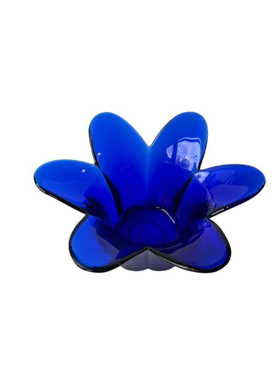 Image 1 of Set di portacandele in vetro blu cobalto, stile moderno di metà secolo