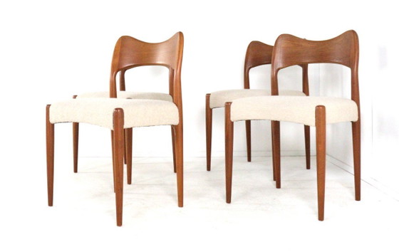 Image 1 of Set 4 Arne Hovmand Olsen voor Kold Mogens stoelen vintage nieuw gestoffeerd 