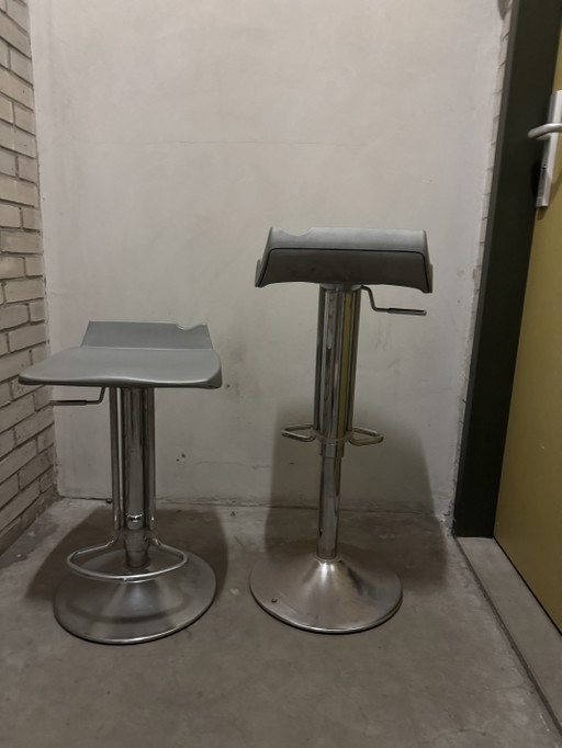 Tabourets de bar réglables en hauteur – barkrukken, Chrome, Plastic