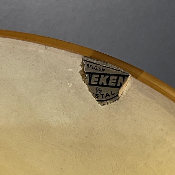 Art Deco Golden Sandblasted Glass Vases by Verreries de Laeken, 1935, Set of 2 (photo 9 of 10)
