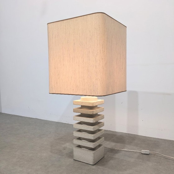 Image 1 of Brutalis large lamp in rough-hewn limestone
