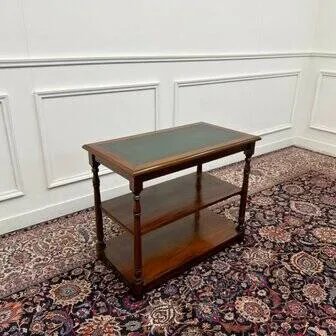 Tavolino inglese classico con piano in pelle verde, Credenze, Legno, Chesterfield (foto 10 di 10)