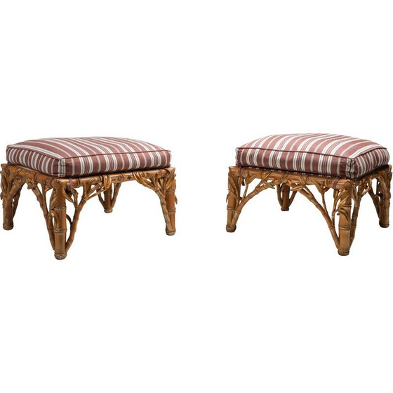 Image 1 of Pair of vintage ottoman, Arpex Italy Bamboo 1970s