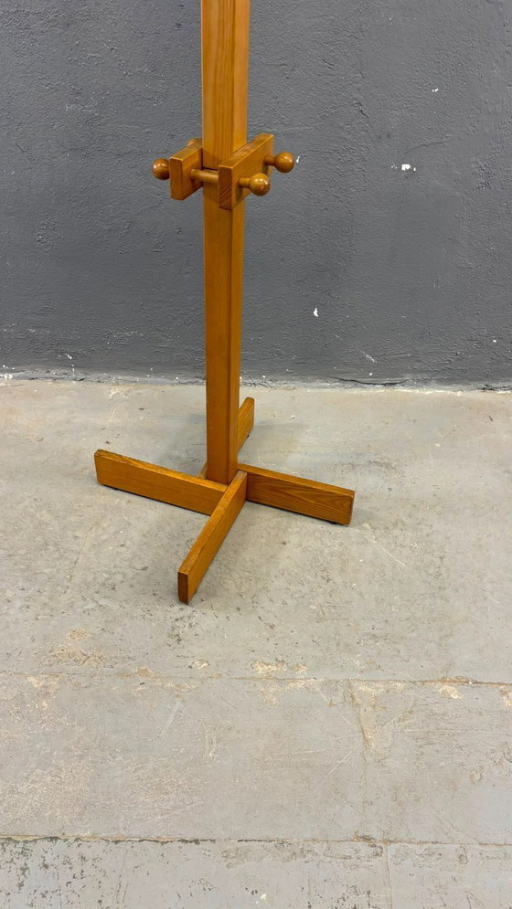 Image 1 of Freestanding Mid-Century Pine Coat Rack, Solid Wood, 1970s, Europe