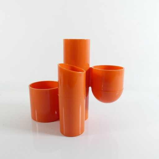 Bestekhouder, pennenhouder, jaren 70, oranje