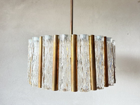 Vintage Kaiser Leuchten Chandelier – Glass, Brass (photo 7 of 12)