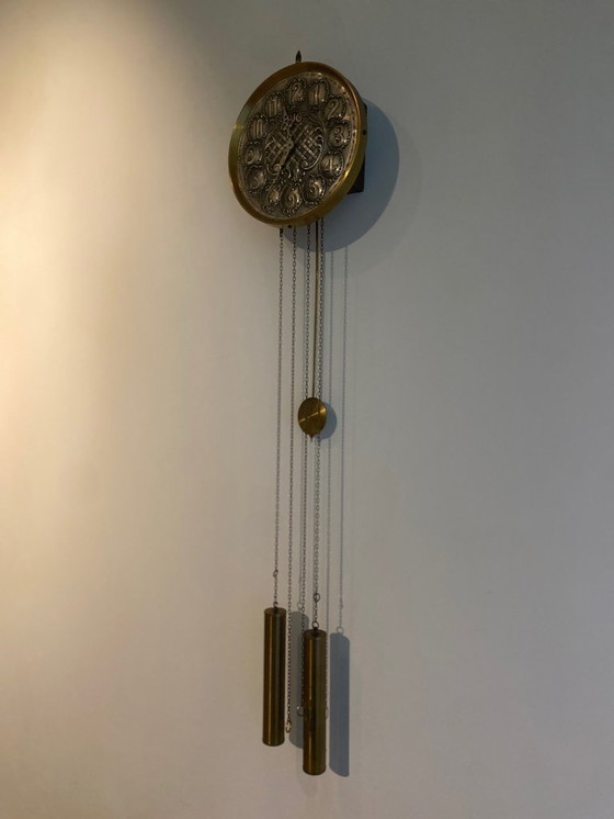 Image 1 of Duitse Junghans wandklok met gewichten – mechanisch, ca. 1950–1965