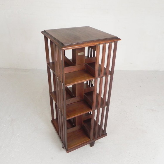 Image 1 of Mahogany book carousel G. Borgeaud Paris, 1930s