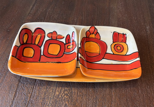 Retro serveerschalen, vintage