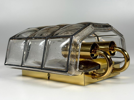 Image 1 of 60er 70er Jahre Wandlampe Wall Sconce Glashütte Limburg Germany Glas & Metall