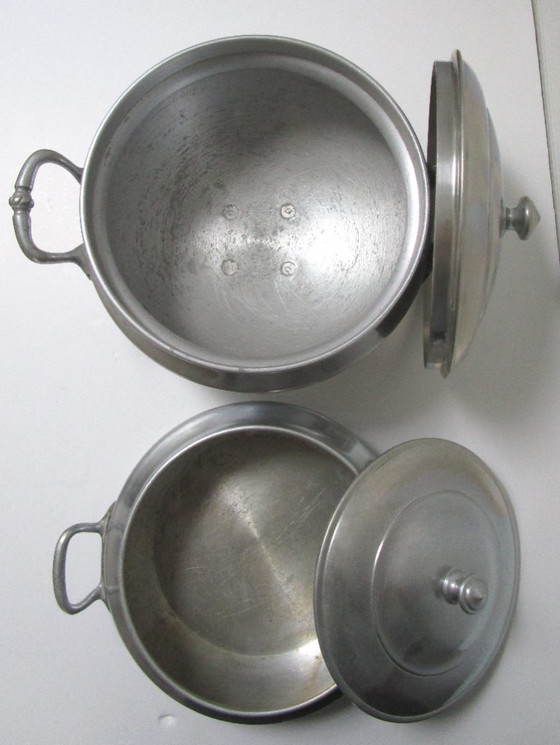 Image 1 of zwei Tournus-Suppenterrinen aus Aluminium, Mitte des 20. Jahrhunderts