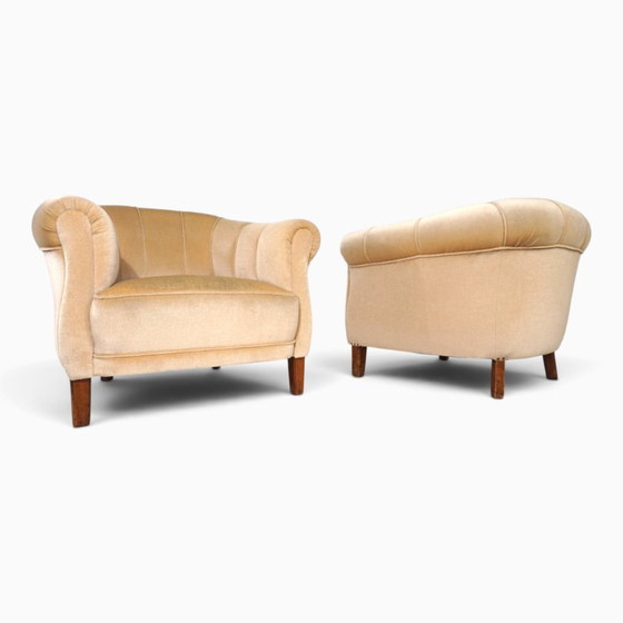 Een paar art-deco clubstoelen in champagnekleurig mohair, 1930 – Fauteuils, Textile (photo 6 of 20)