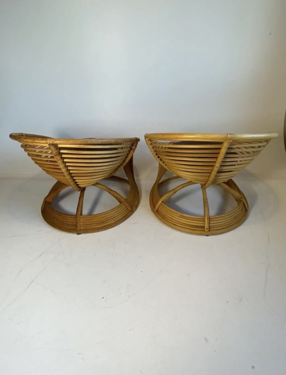 Sculpturale Wervel Rotan Bamboe Fauteuils Jaren 80 – Bamboo, Rattan (photo 3 of 7)
