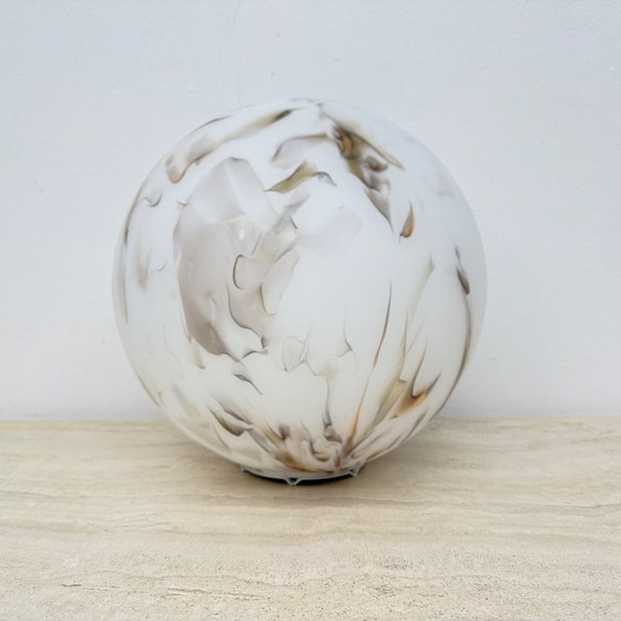Image 1 of Vintage glass table lamp marble decor , 1970s 