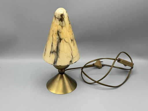 Vintage table lamp with marble glass shade - AGI Almelo (ca. 1970s)