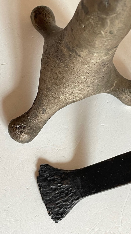 Image 1 of Een paar brutalistische vintage stalen kandelaars