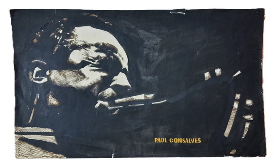 Image 1 of Vintage originele inkttekening van jazzmuzikant Paul Gonsalves