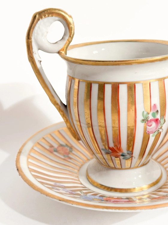 Pair of Hand-painted Dresden Porcelain Demitasse Cups, 1950s, Crockery, Rococo (photo 5 of 14)