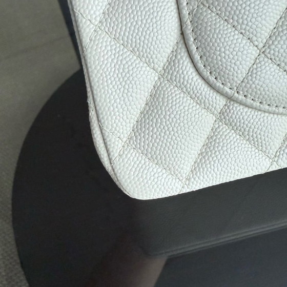 Image 1 of Chanel Classic Flap Small - Caviar 23CM Quilted White Light Gold Hardware Microchip
