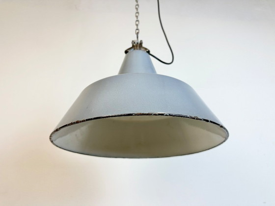 Image 1 of Industrial Grey Enamel Factory Pendant Lamp, 1960s
