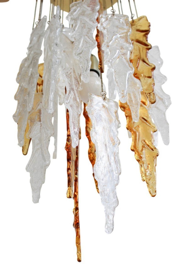 Image 1 of Vintage tweekleurige Murano glazen plafondlamp van Carlo Nason voor Mazzega, jaren 70