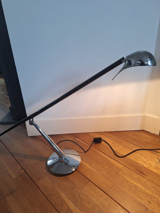 Image 1 of Postmoderne Bluebird-bureaulamp van Jorge Pensi - eiken en chroom - jaren 1990, Spanje