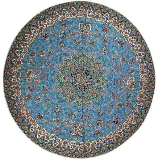 Tovaglia orientale fatta a mano, finemente lavorata con fili di seta, 100 x 100 cm