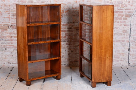 Pair of Restored Art Deco Bookcases, by Oldřich Liška, Walnut, Czech, 1920s – Glass, Wood (photo 5 of 8)