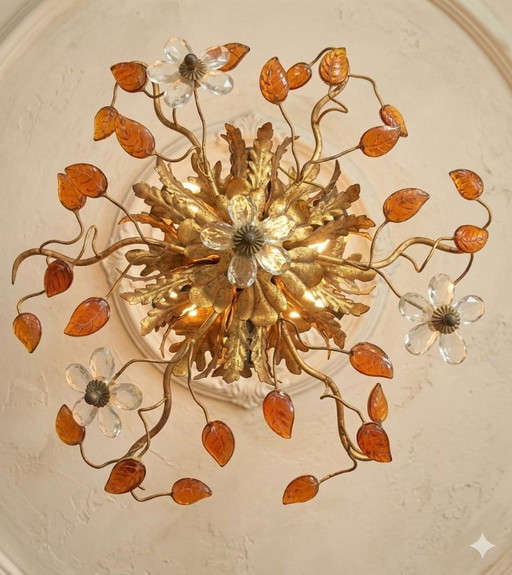Florentine Banci Firenze Wall/Ceiling Light, 1970s, Maison Bagues, Italian Design