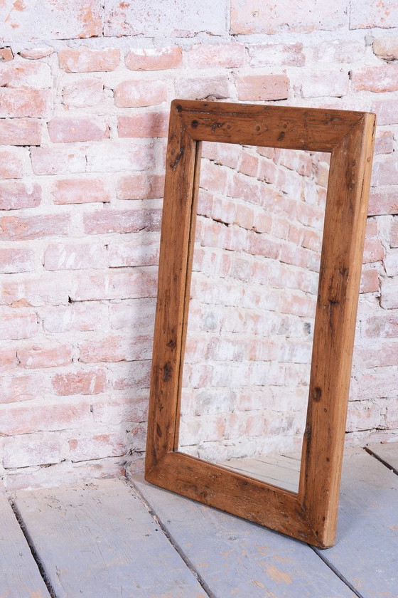 Specchio da parete Biedermeier restaurato, legno di pino, lucidatura ravvivata, ceco, anni '70 dell'Ottocento (photo 2 of 9)