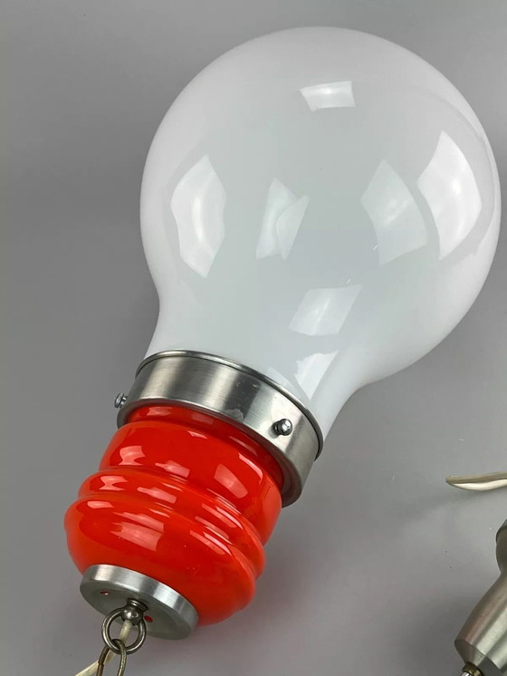 Image 1 of Lampada da soffitto anni '60-'70 lampada a sospensione in vetro di Murano "Bulb" Italia Space Age