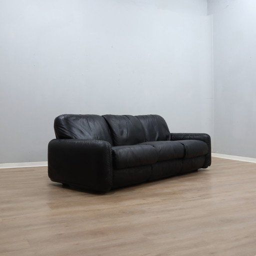 Canapé 3 places en cuir noir Busnelli Piumotto années 1970 – 3 5 zitsbanken, Leather