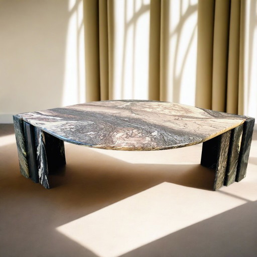 Table basse "Eye" en marbre italien Mid Century